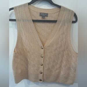 J. Crew Beige Cable Knit V-Neck Sweater Vest 100% Cashmere